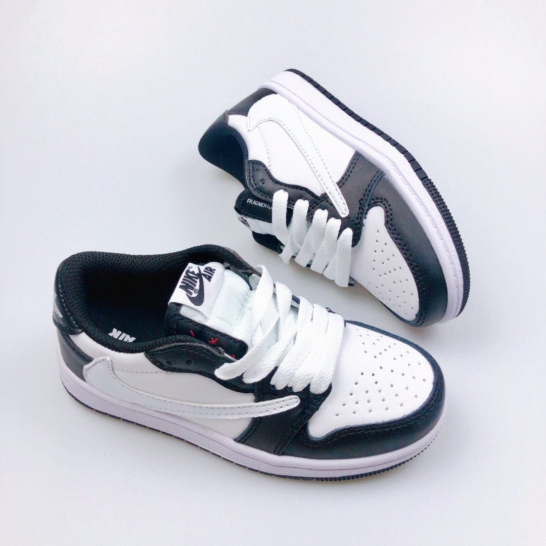 Youth Running Weapon Air Jordan 1 x Travis Scott White/Black Shoes 001